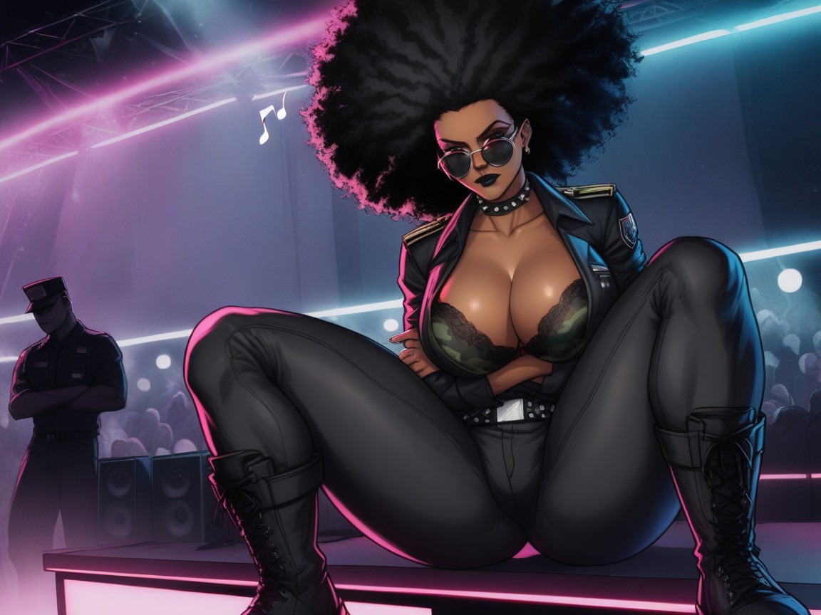 Concert Setting, Black Aviator Sunglasses, One Black Woman Porno latina IA