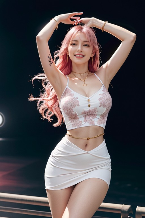 Lean Waist, Realistic Proportions, Cheering Crowd Porno IA Asiatique