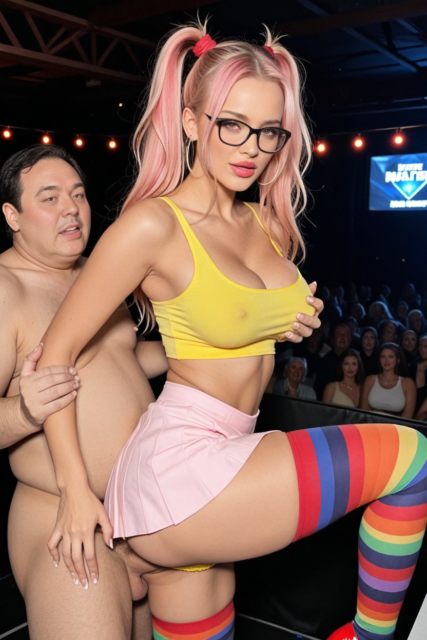 Split Pontails, Pink Tennis Skirt, Audience Perspective AI Porn