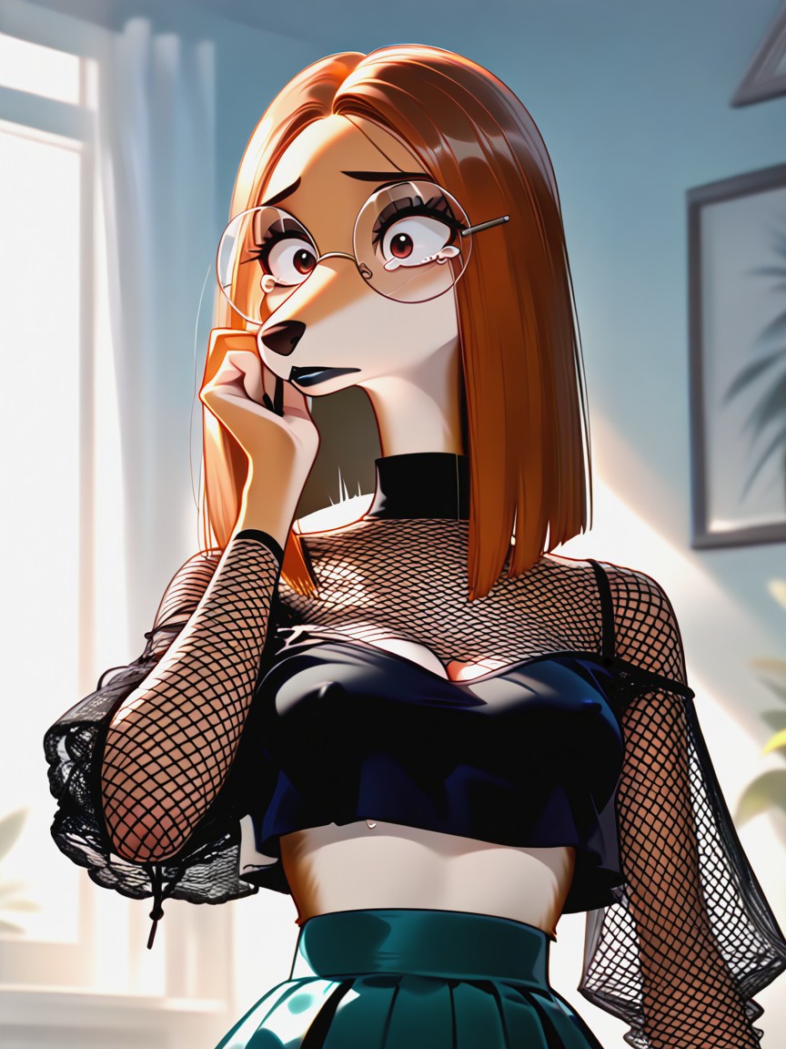 Female, Skirt, Fishnet Legs AI獸人黃片