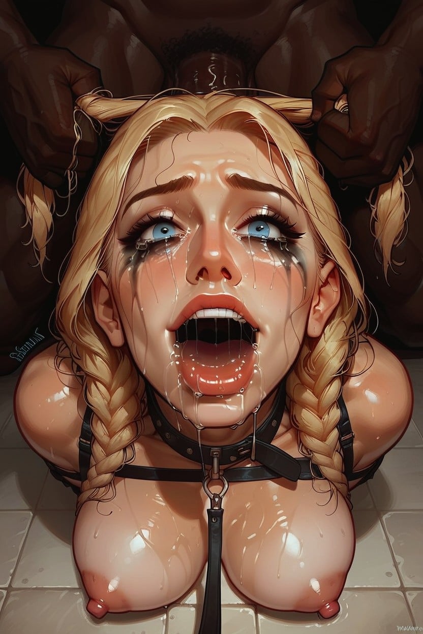 Massaging Testicles, Thick Leather Choker, Hair Pulling Hentai AI Porn