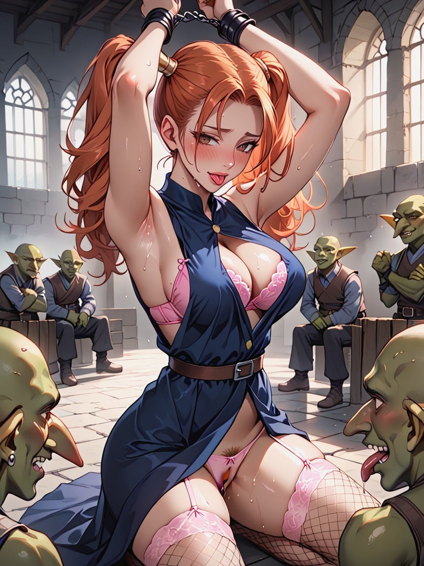 Top Down, Full Lips, Hands Restrained Above Head Hentai AI Porn