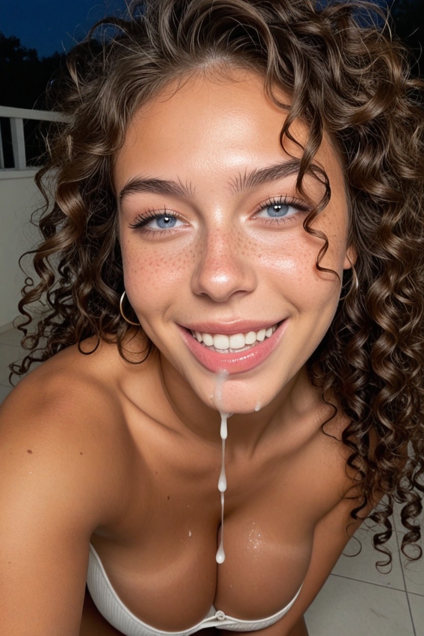 Light Brown Skin, Face Turned Upward, 25+ AI Porn