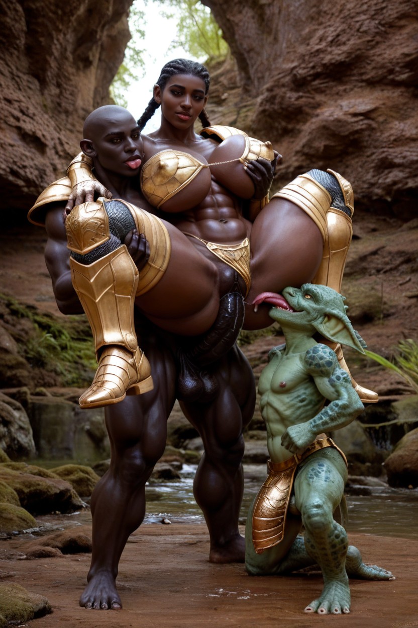 Hyper Huge Flaccid Cock, Multiple Gremlin, Licking Her Pussy AI Porn
