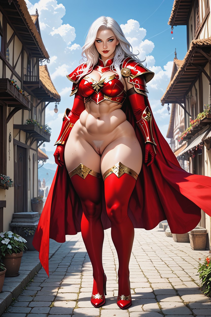 Six Pack Abs, Pubic Hair, Red Cape AI Porn
