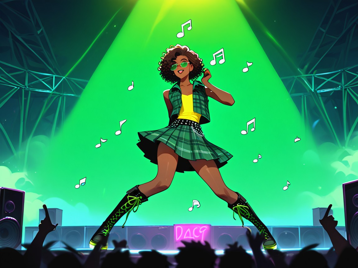 Afterimage, Green Smoke Haze In Background, Green Plaid Vest AI Porn