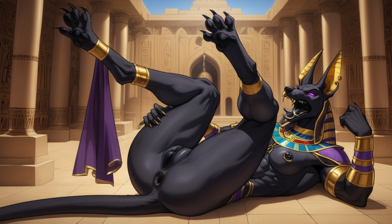 Extremely Masculine Face, Anubis Crown, Fit Furry IA