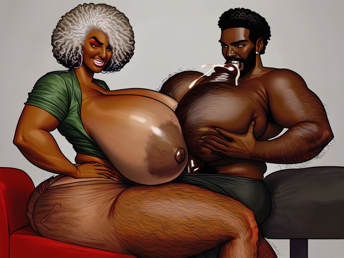 Hyper Ebony Elderly Ass, Humongous Ebony Elderly Tits, African Man Ebony AI Porn