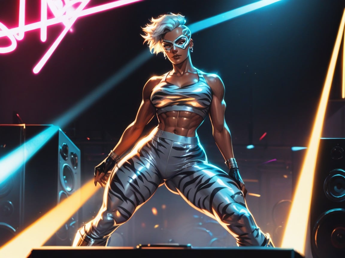 Vibrant Saturated Colors, One Woman, Low Torso Height Hentai AI Porn