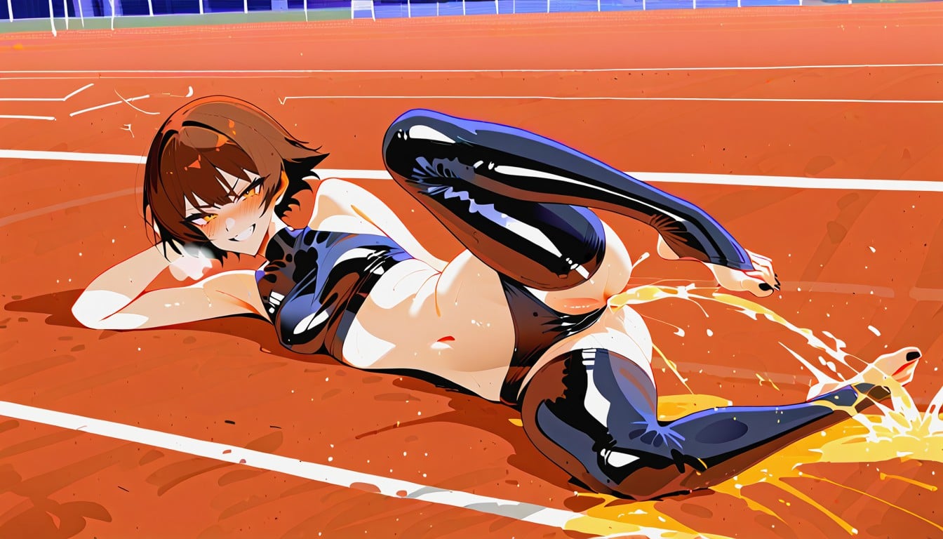 Small Breasts, Sporty Latex Spats, Yellow Urine Hentai AI Porn
