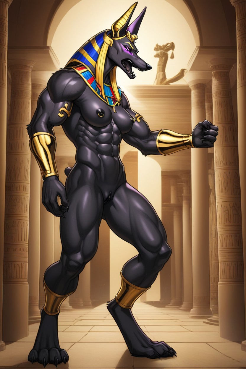 Masculine Traits, Black Body, Muscular Shoulders Porno IA Furry