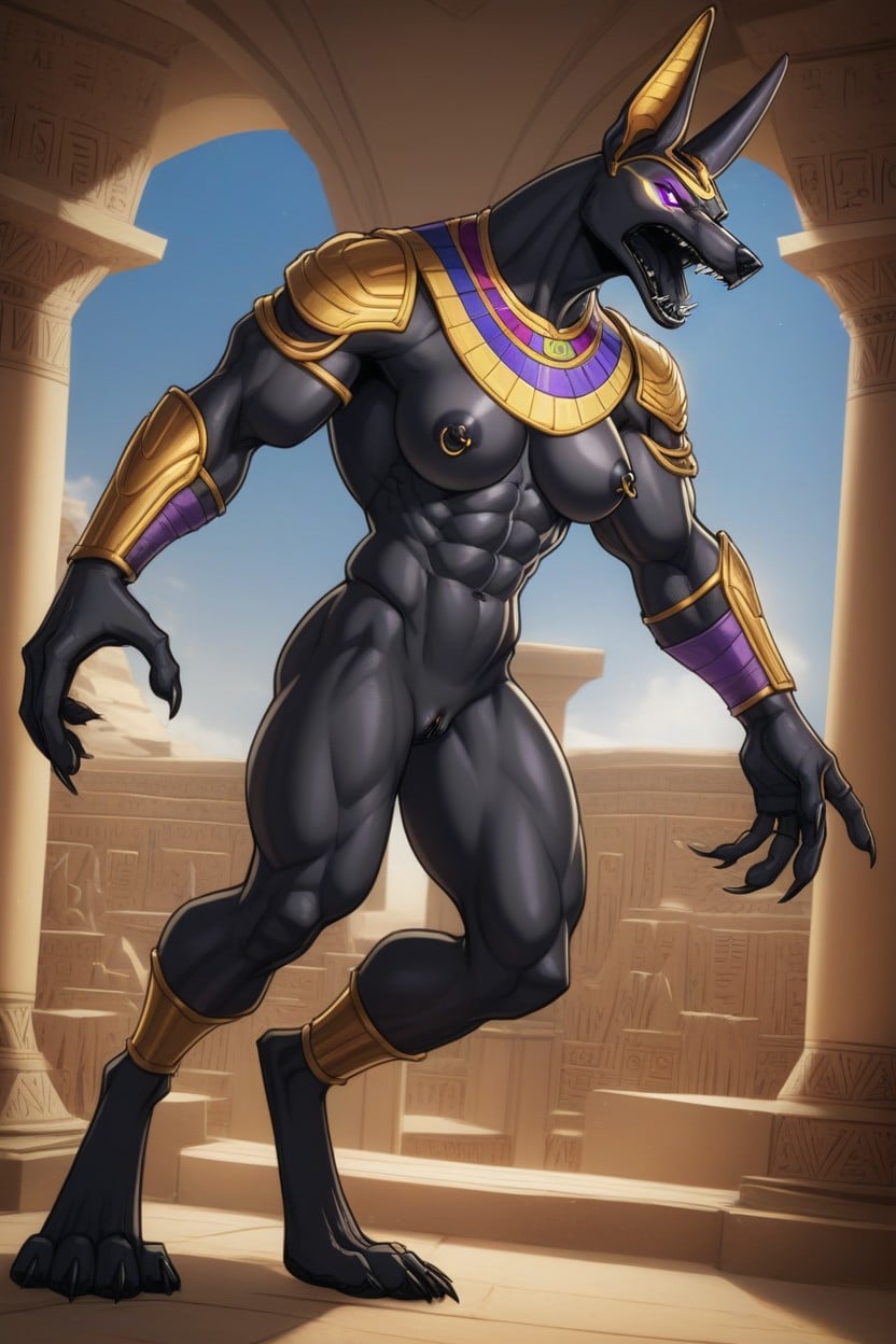 Large Biceps, Purple Egyptian Armor, Thick Neck Porno IA Furry