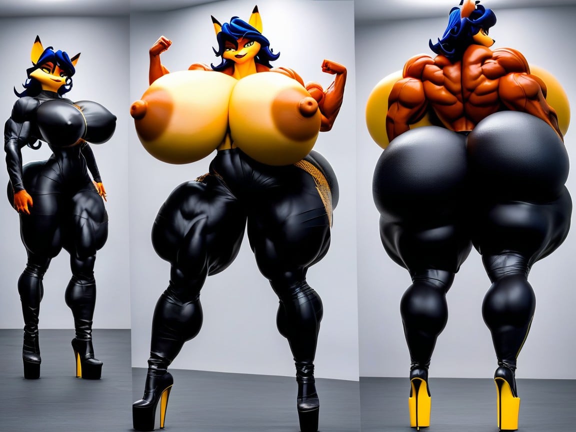 Wasp Waist, Boots, 1 Person Furry AI Porn