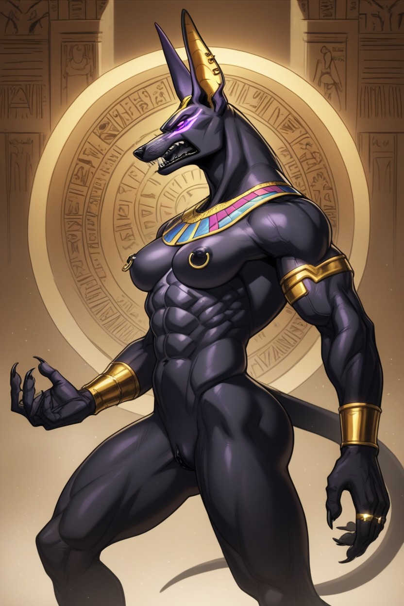 Detailed Pussy, Large Shoulders, Anubis Crown Porno IA Furry