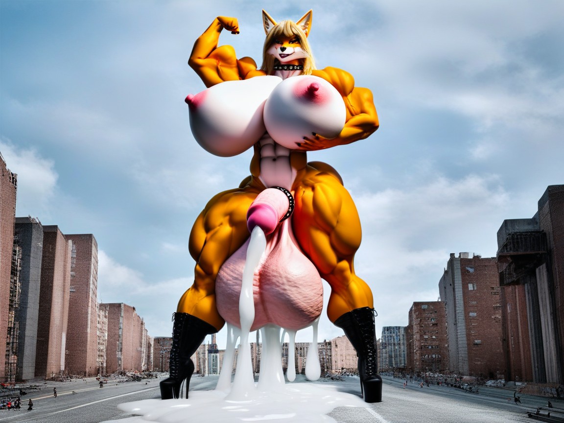 Massive Huge Swollen Balls, Platform High Heel Boots, 望向觀眾 AI獸人黃片