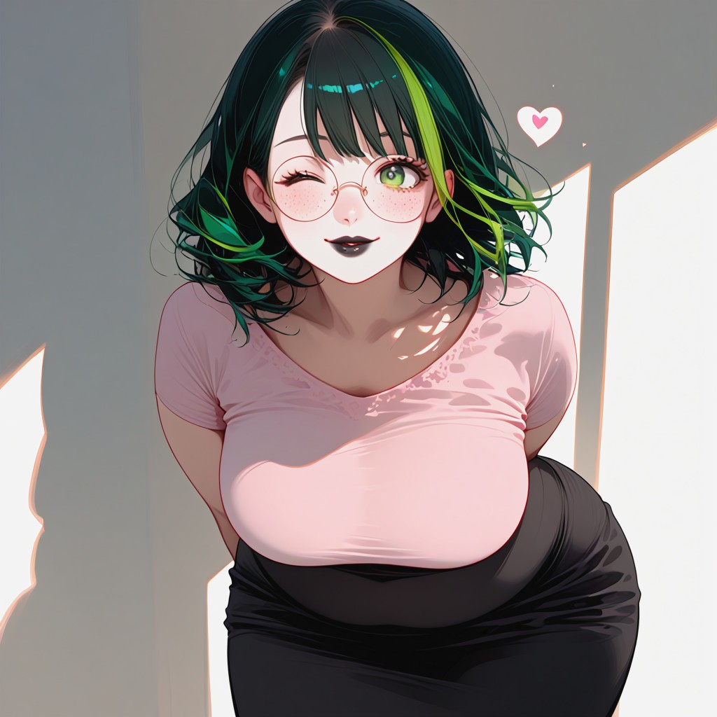 Freckles, Round Face, Makeup Hentai AI Porn