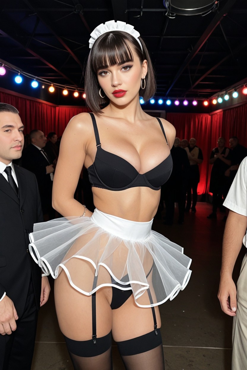 Eyelashes, Surrounded By Energetic Fat Ugly Men, Men Crowd AI Porn