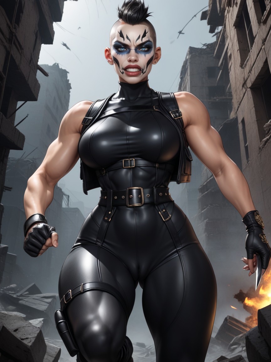 Front View, Exposed Biceps, Dark Background Hentai AI Porn