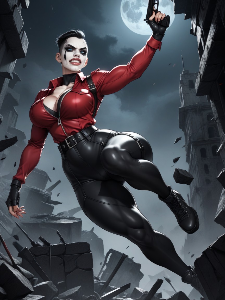 Insanely High Resolution, White Skull Face Paint, Perfect Body Proportions Hentai AI Porn