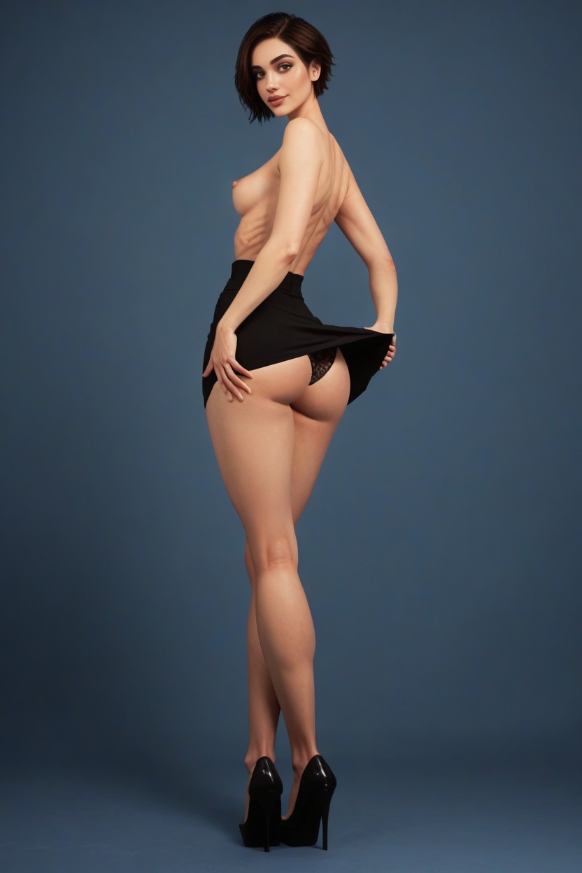 Very High Platfrom Heels, Ribs Visible, 마른 체형 쉬메일 AI 포르노