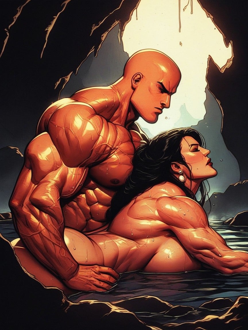 Well Developed Vessels, Clear Muscles An Angry Face, Abdominal Muscles MILF AI Porn