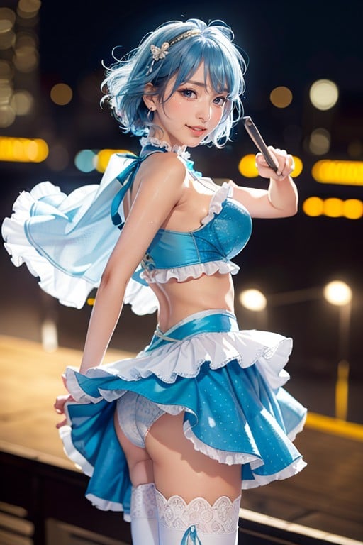 Pixie, No Extra Fingers, Costume From Magical Light Blue Woman Outfit Pornografia asiática com IA