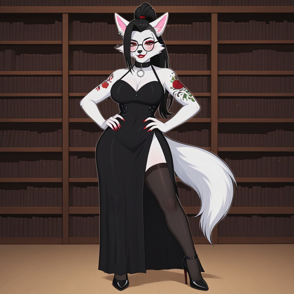 Ponytail Hair, Glasses, Heath Hole On Dress Porno IA Furry