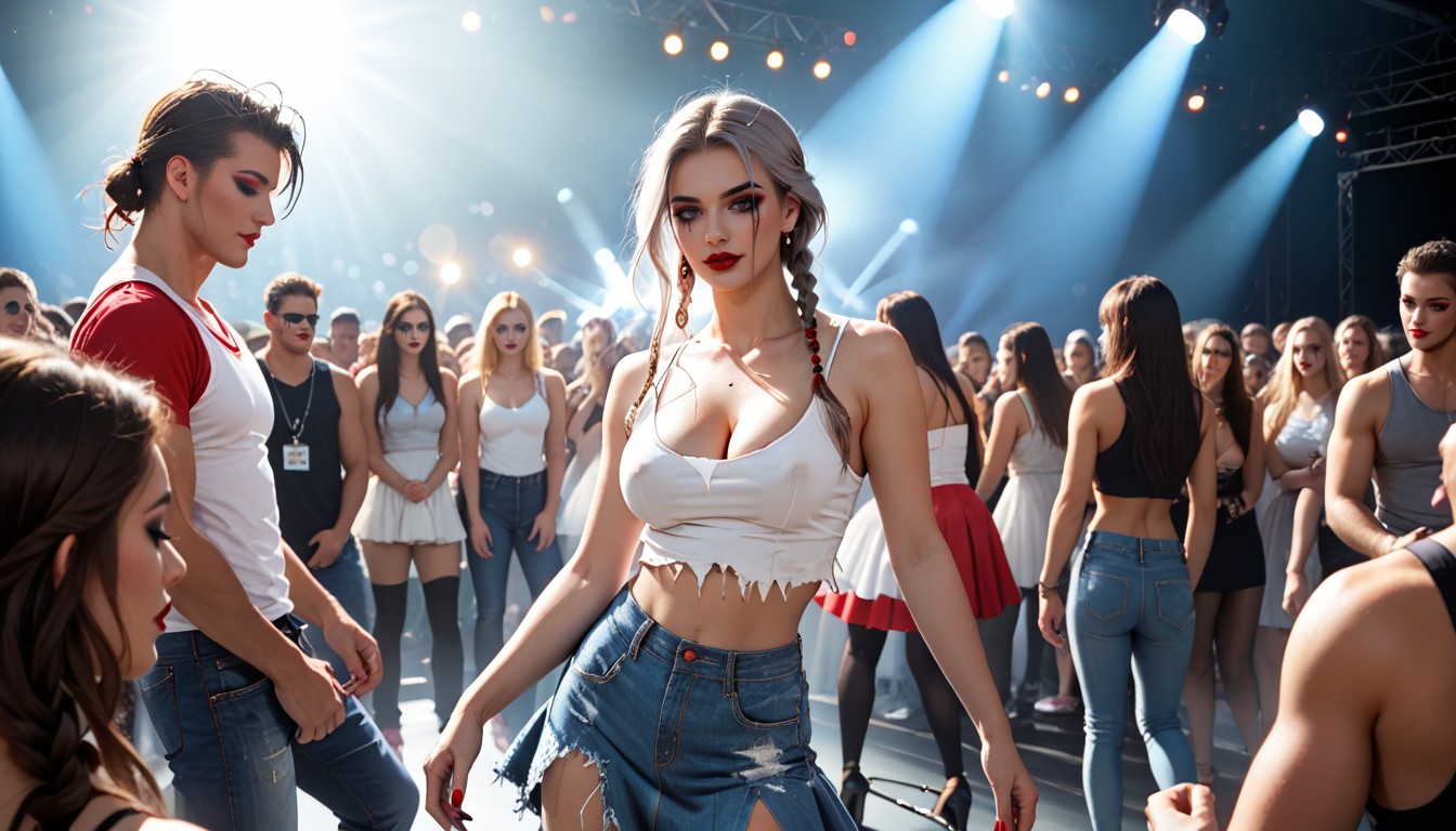 Medium Rounded Breasts, Bokeh Effect, Bangs AI Porn