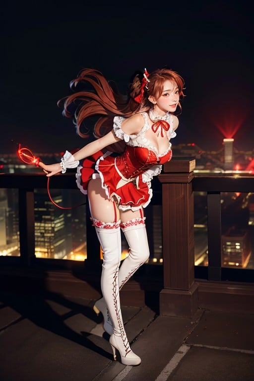 Red Big Ribbon With Magical Brooch, High Resolution, 单人照片 AI国产黄片