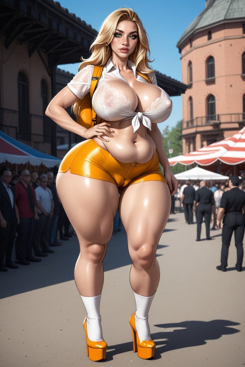 Knee High Socks, Arching Ass Out, Compact Body AI Porn