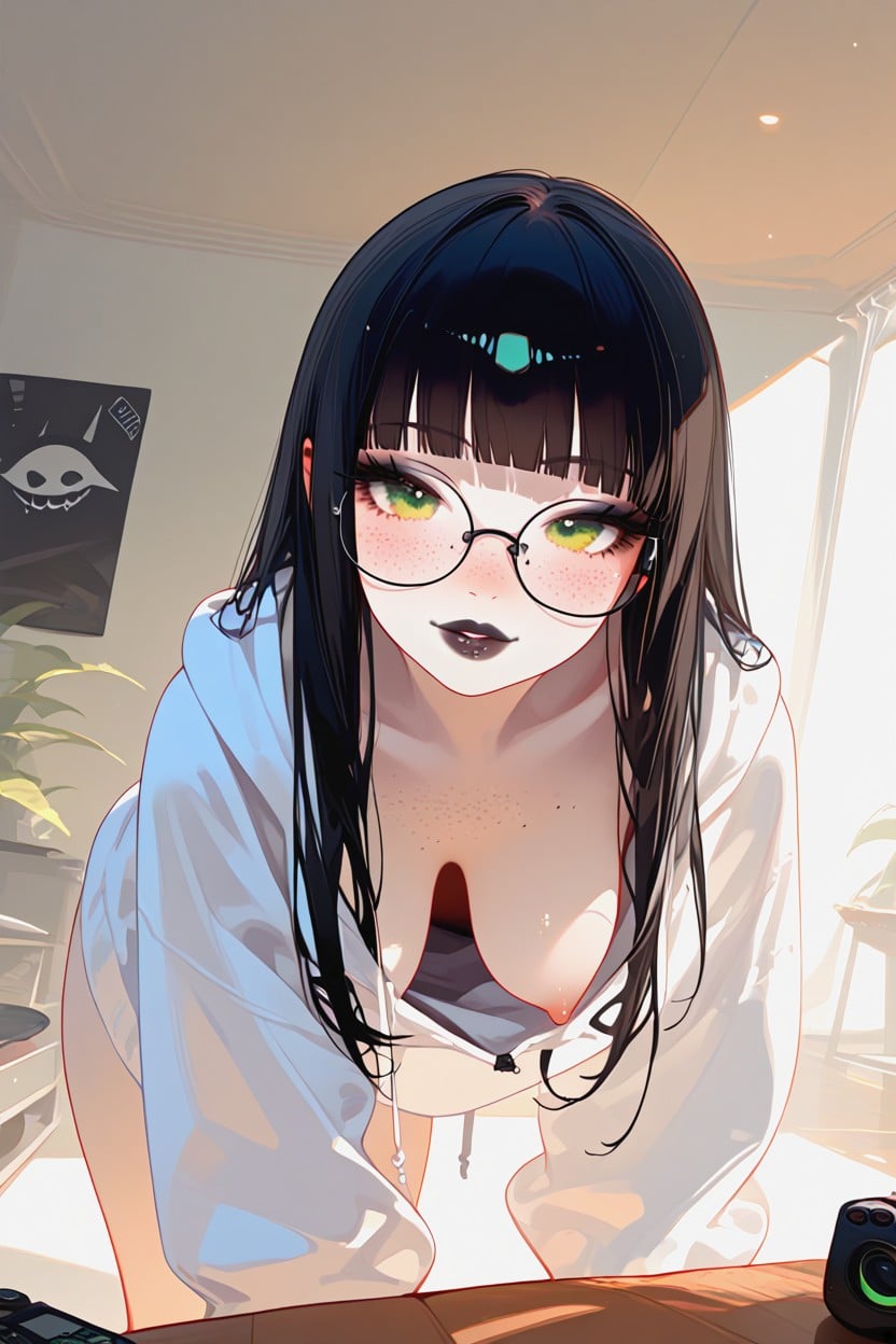 Eyes Half Closed, Freckles, Large Head Hentai AI Porn
