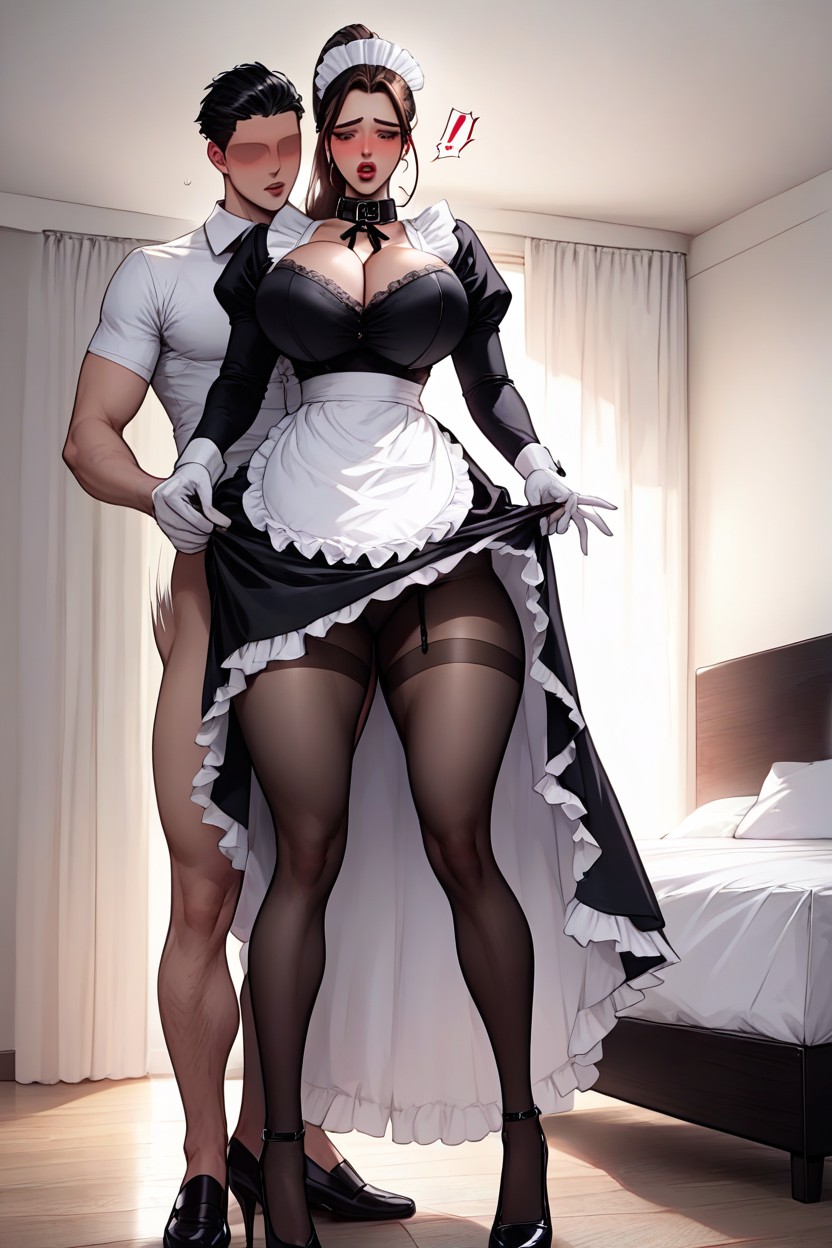Oh, Looking Down At Own Breasts, White Gloves AI Porn