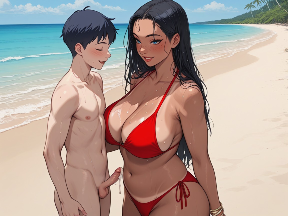 Large Breast, Taller Female, Blue Eyes Hentai AI Porn