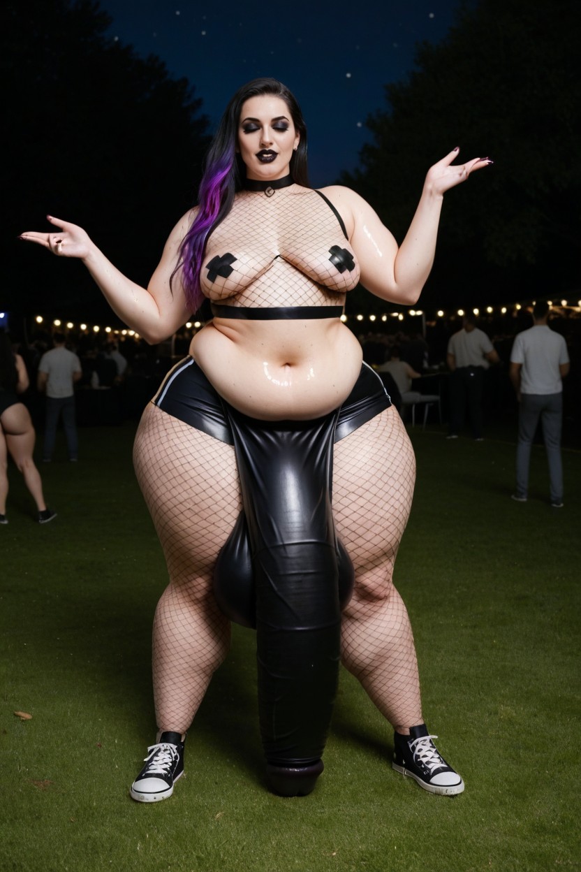 Black Nipple Pasties, Black Nail Polish, Dark Lipstick Porno IA transsexuelle