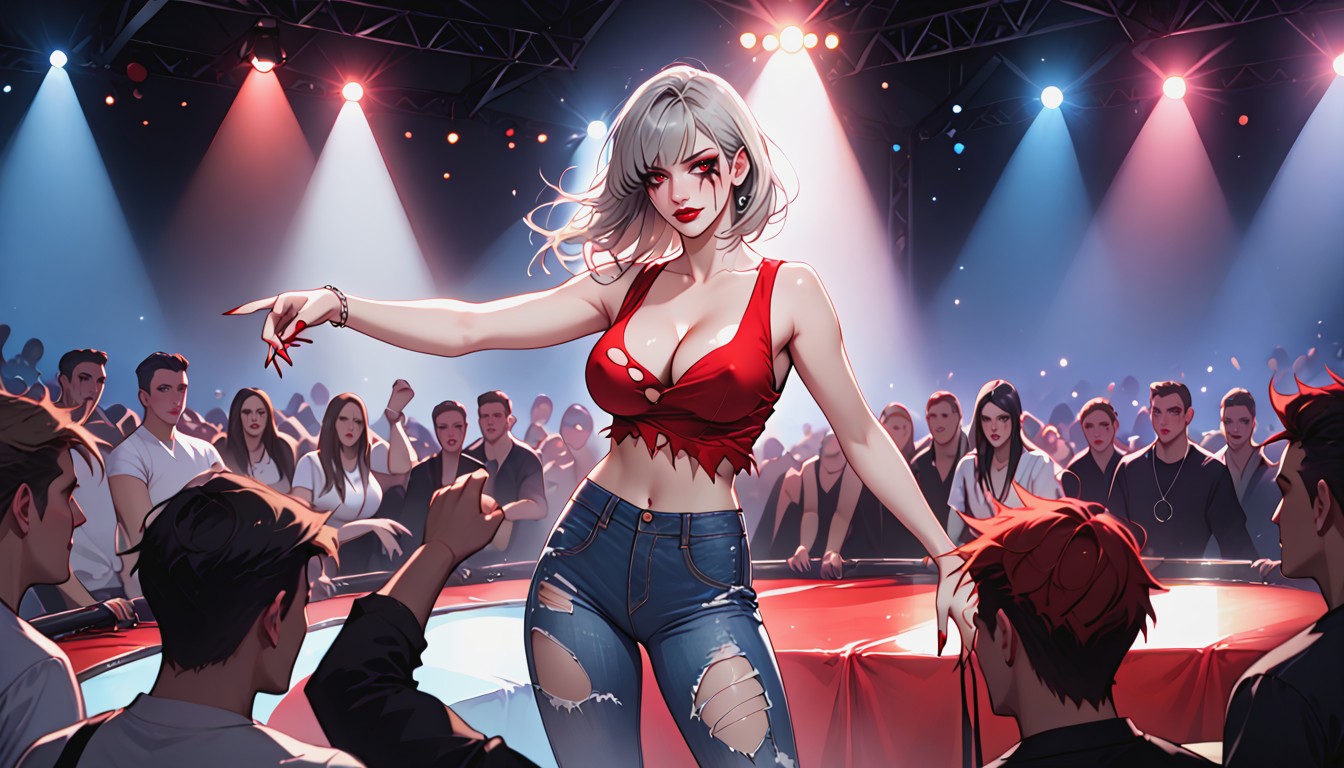 18+, Red Nail Polish, Backlit AI Porn