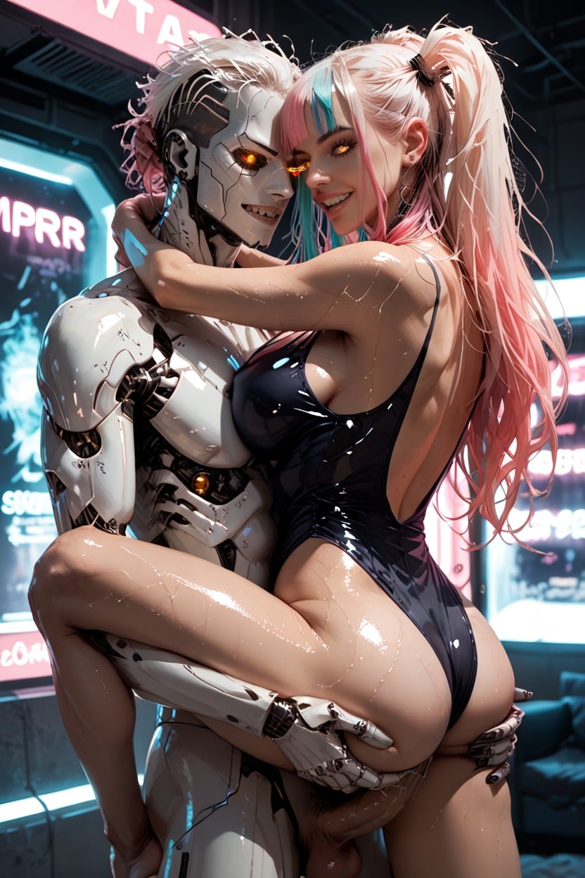Gigantic Perfect Boobs, Cute, Multi Colored Hair AI Porn