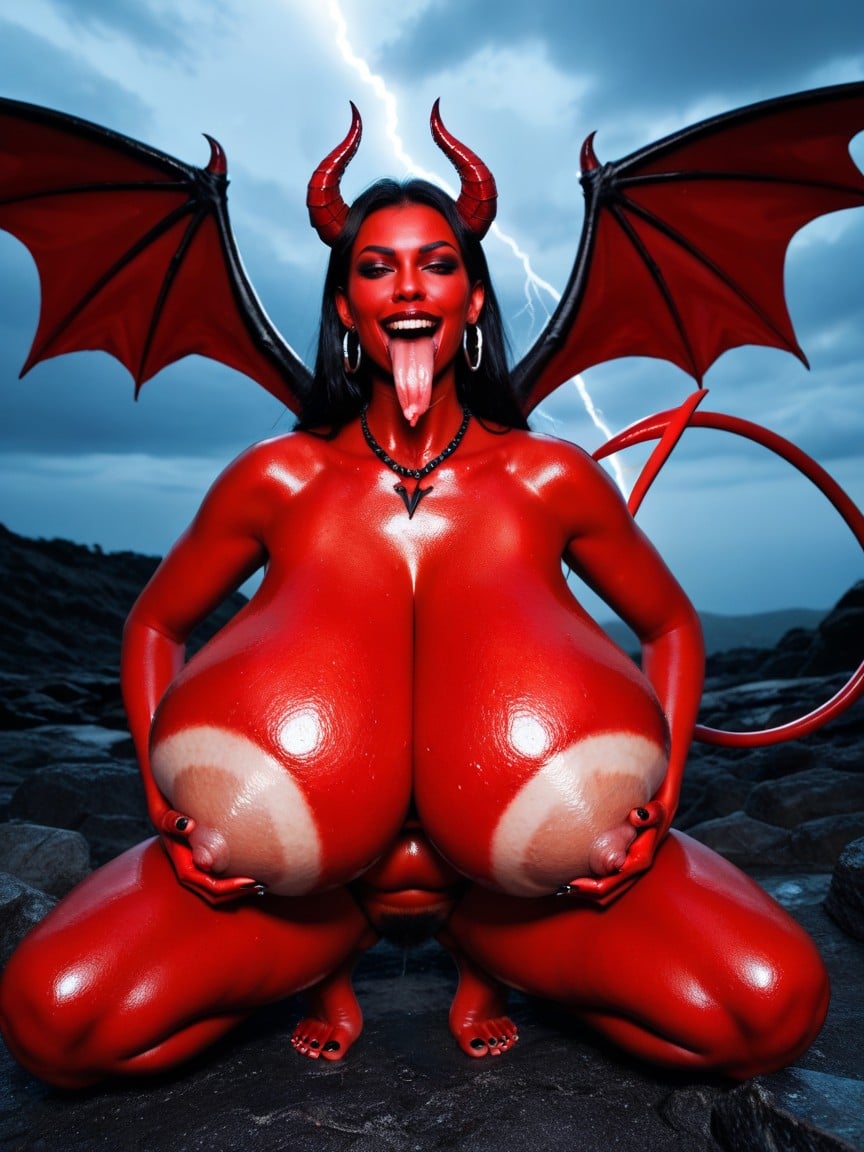 Night, Succubus, Red Horns AI Porn