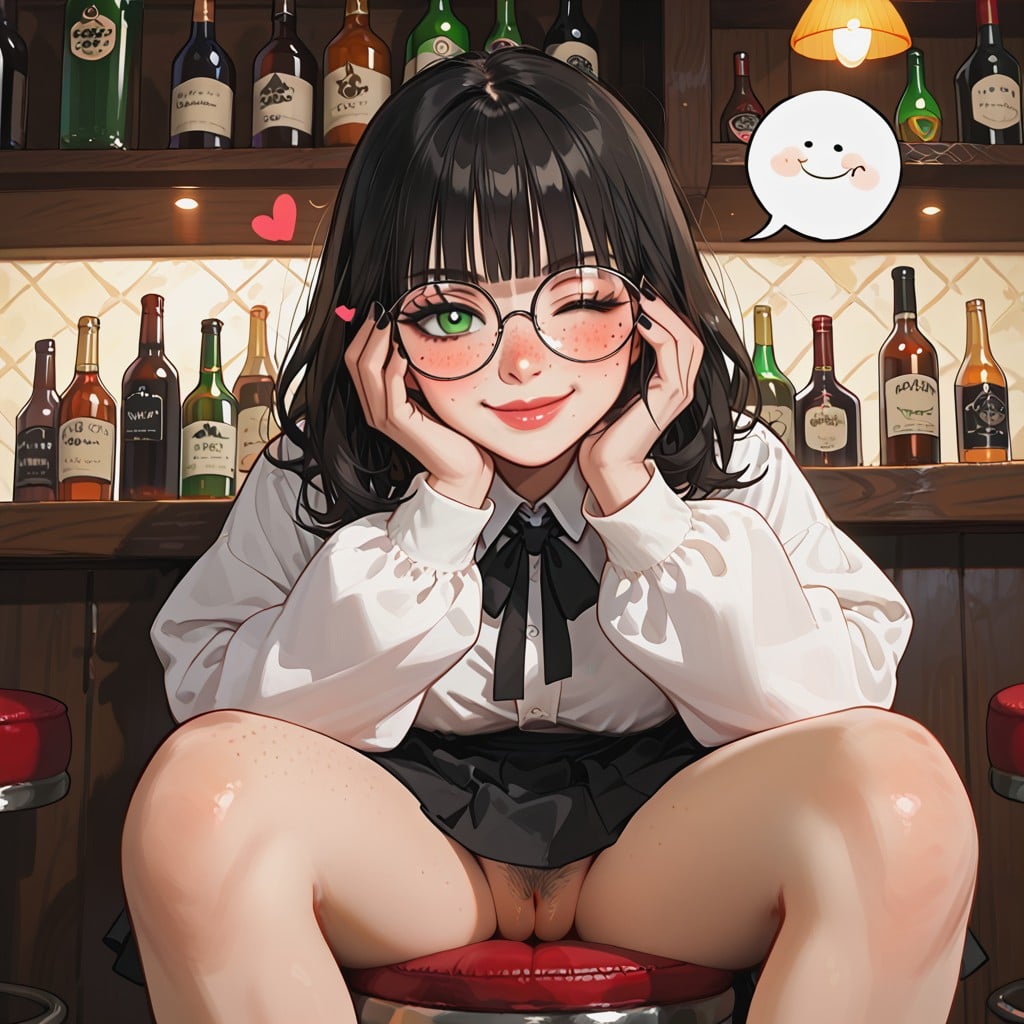 Large Eyes, Bar, Perky Tits AI Porn