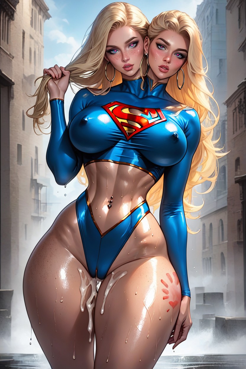 Beautiful Shiny Long Hair, Superman Costume, Extremely Realistic AI Porn