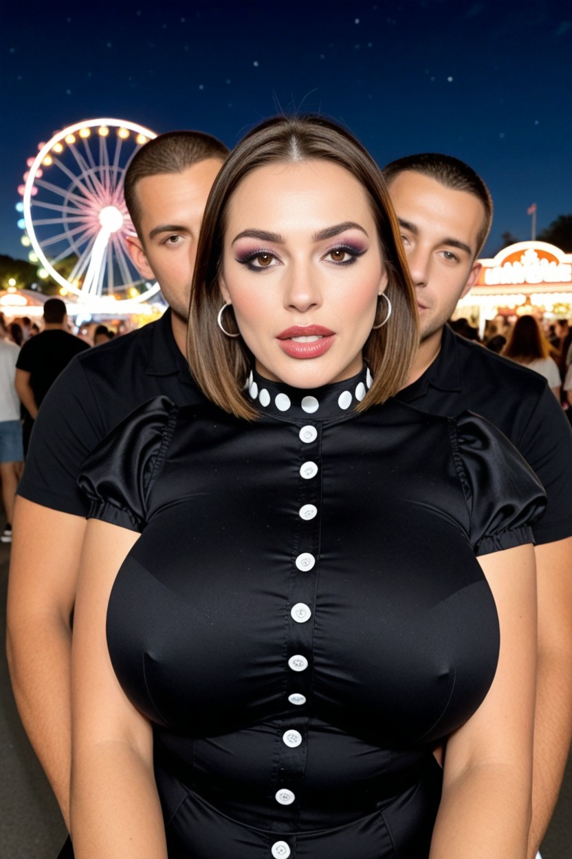His Face Contorted In An Angry Snarl, Jewish, Is Embracing A Woman From Behind AI Porn