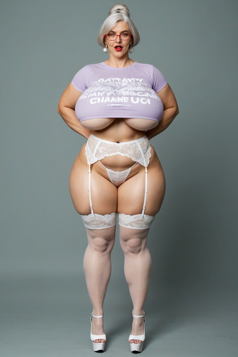 Extremely Big Boobs, Breast Expansion, White Thong AI Porn