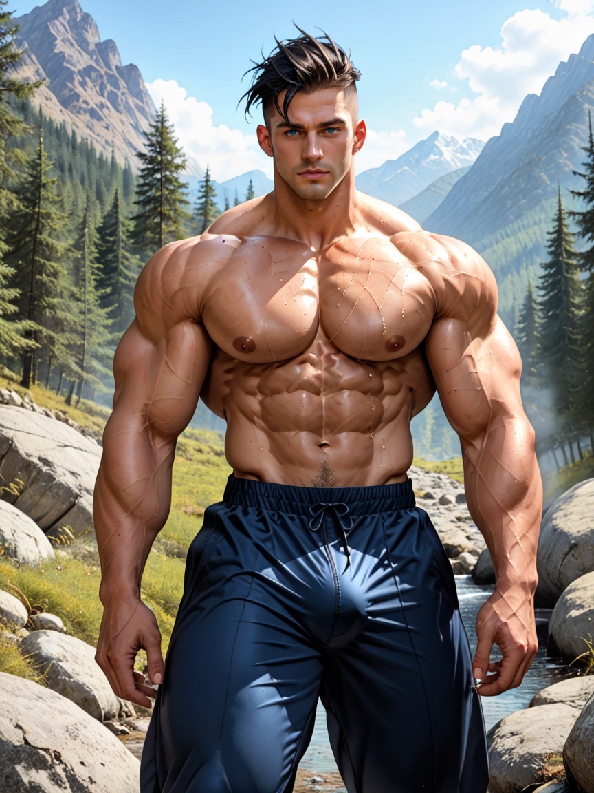 特大の筋肉, Hyper Massive Growing Pecs, 太ももが厚い ゲイAIポルノ