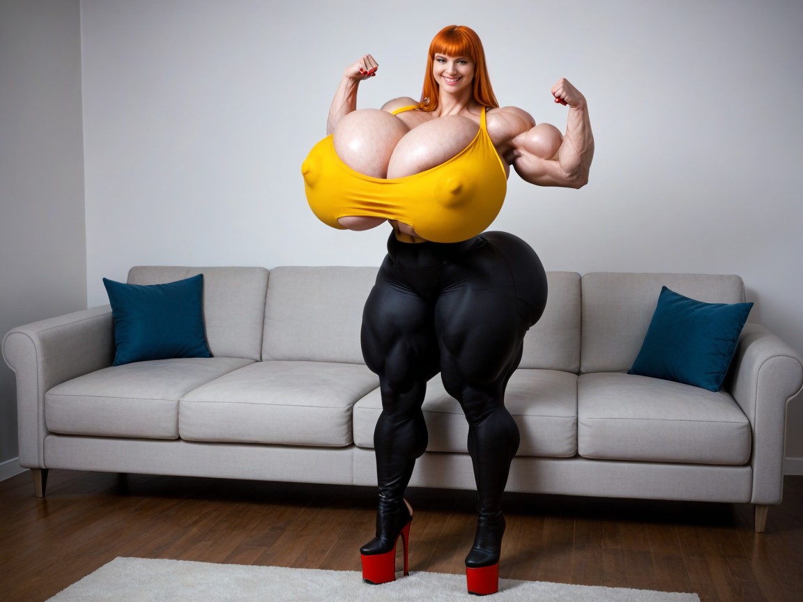 Bodybuilder, Wasp Waist, Tight Cleavage AI Porn