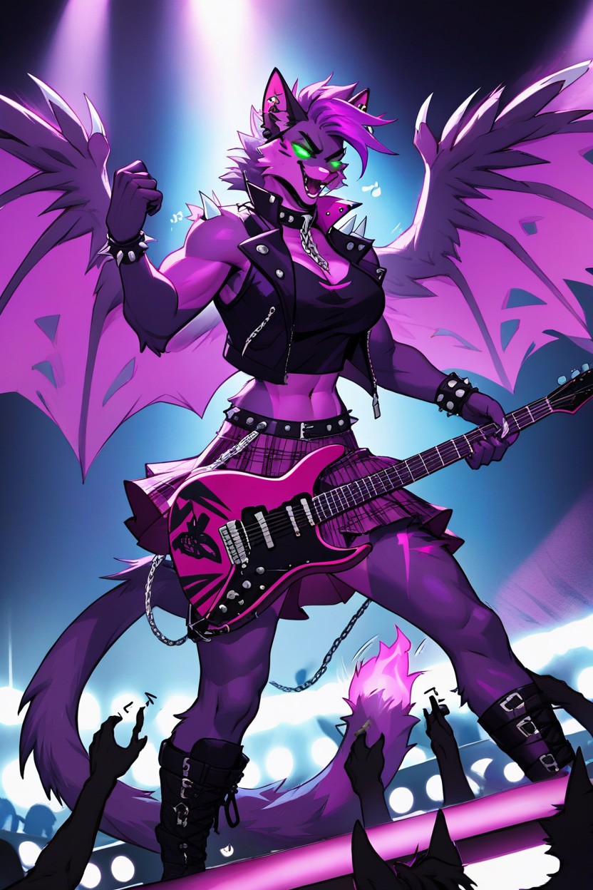 Bright Green Eyes, 18+, Purple Aura Furry AI Porn