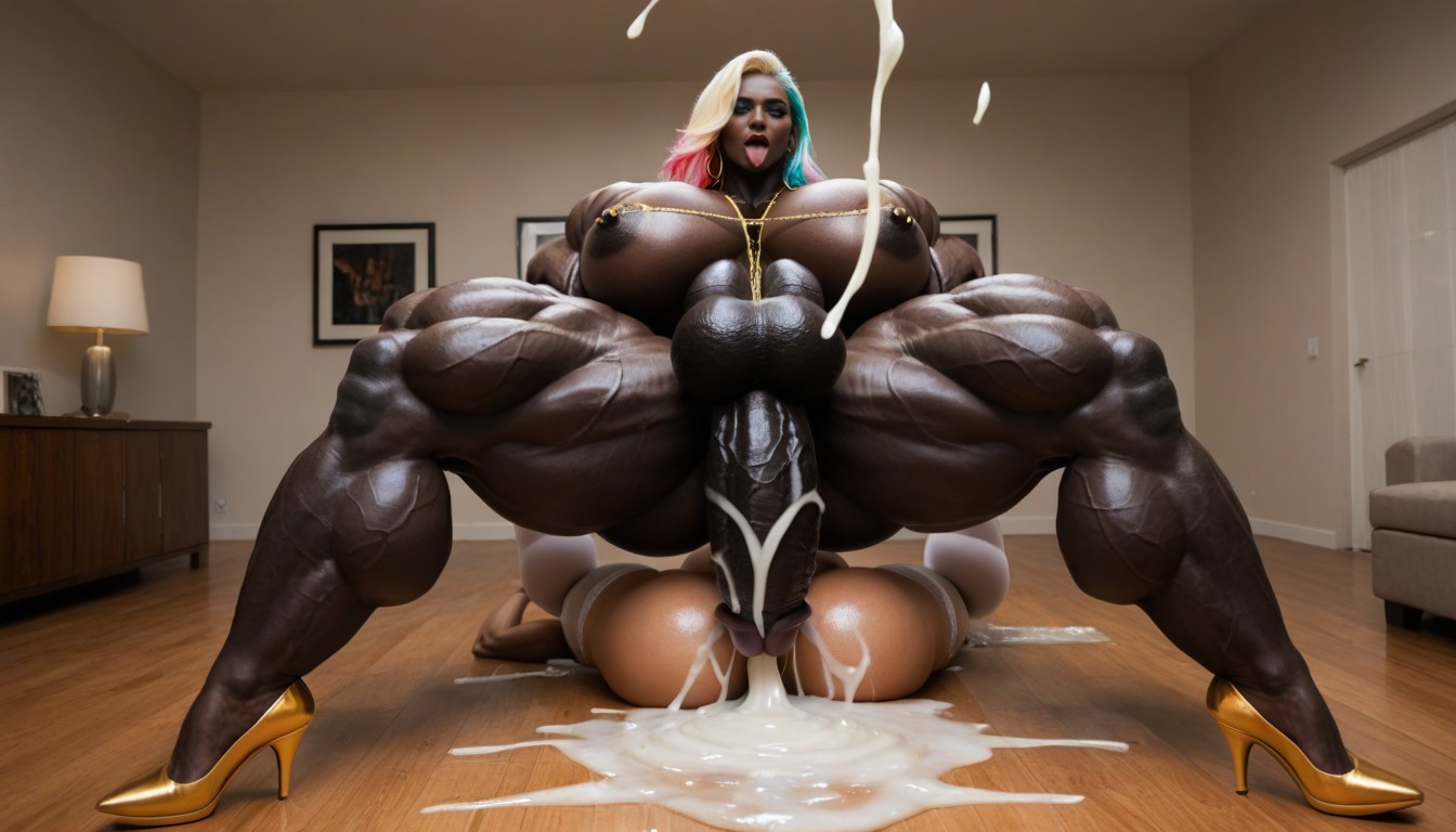 Golden Chain Pierced Nipples, Cum All Over Bimbos Body Tits And Face, Ahegao Porno IA transsexuelle
