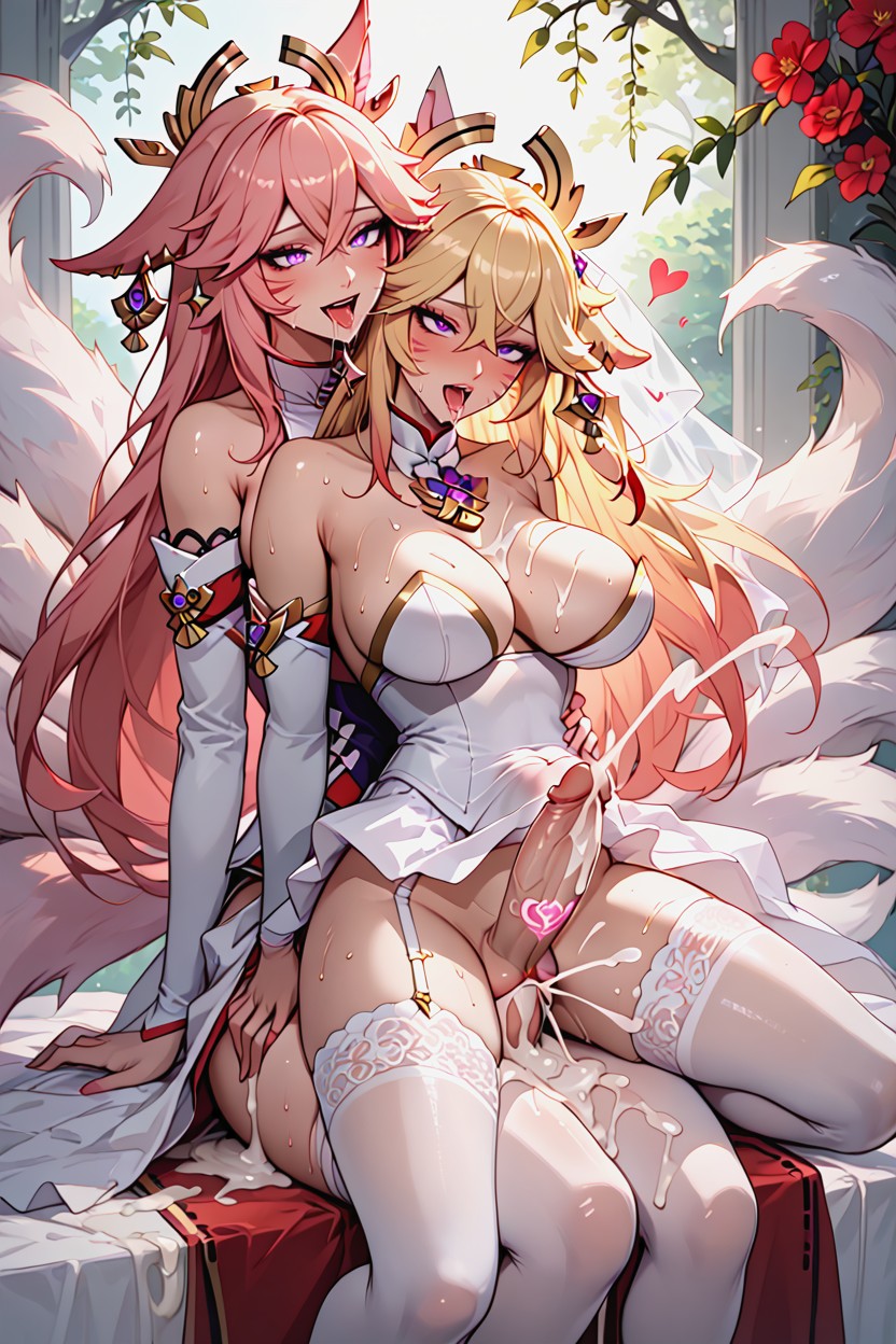 Excessive Steam, White Pantyhose, Flowers Background Hentai AI Porn