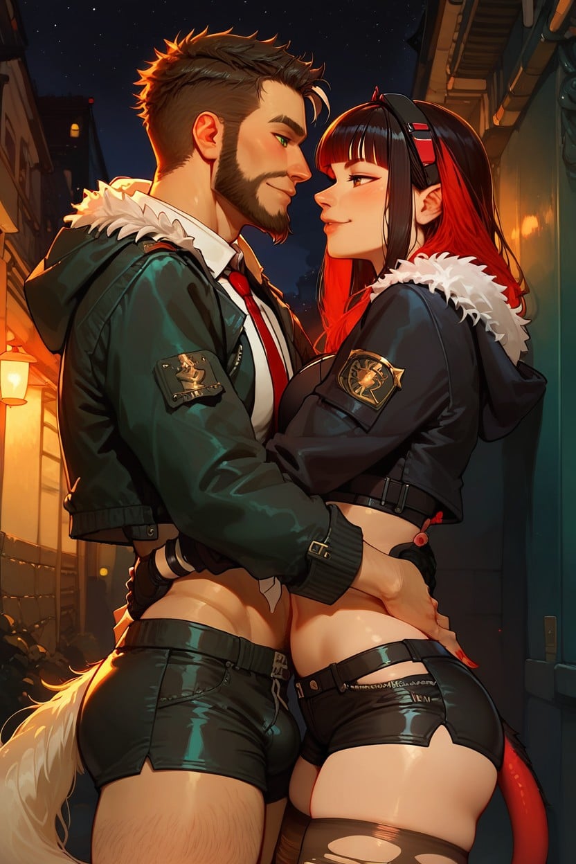 Black Gloves, Torn Clothes, Two Tone Hair Hentai AI Porn
