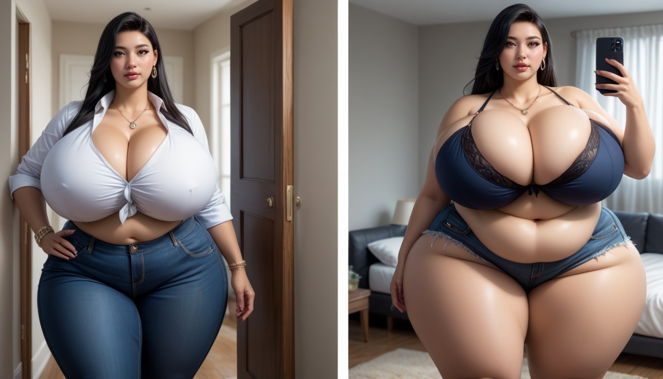 18+, Extremely Large Ass, The Most Perfect Gargantuan Massively Fat Breasts Expansion BBW AI Porn