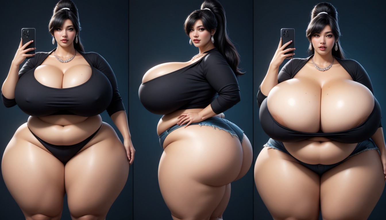 Breast Expansion, Multiple Views, The Most Perfect Sexy Thick Plump Very Fat Asian American Woman BBW AI Porn