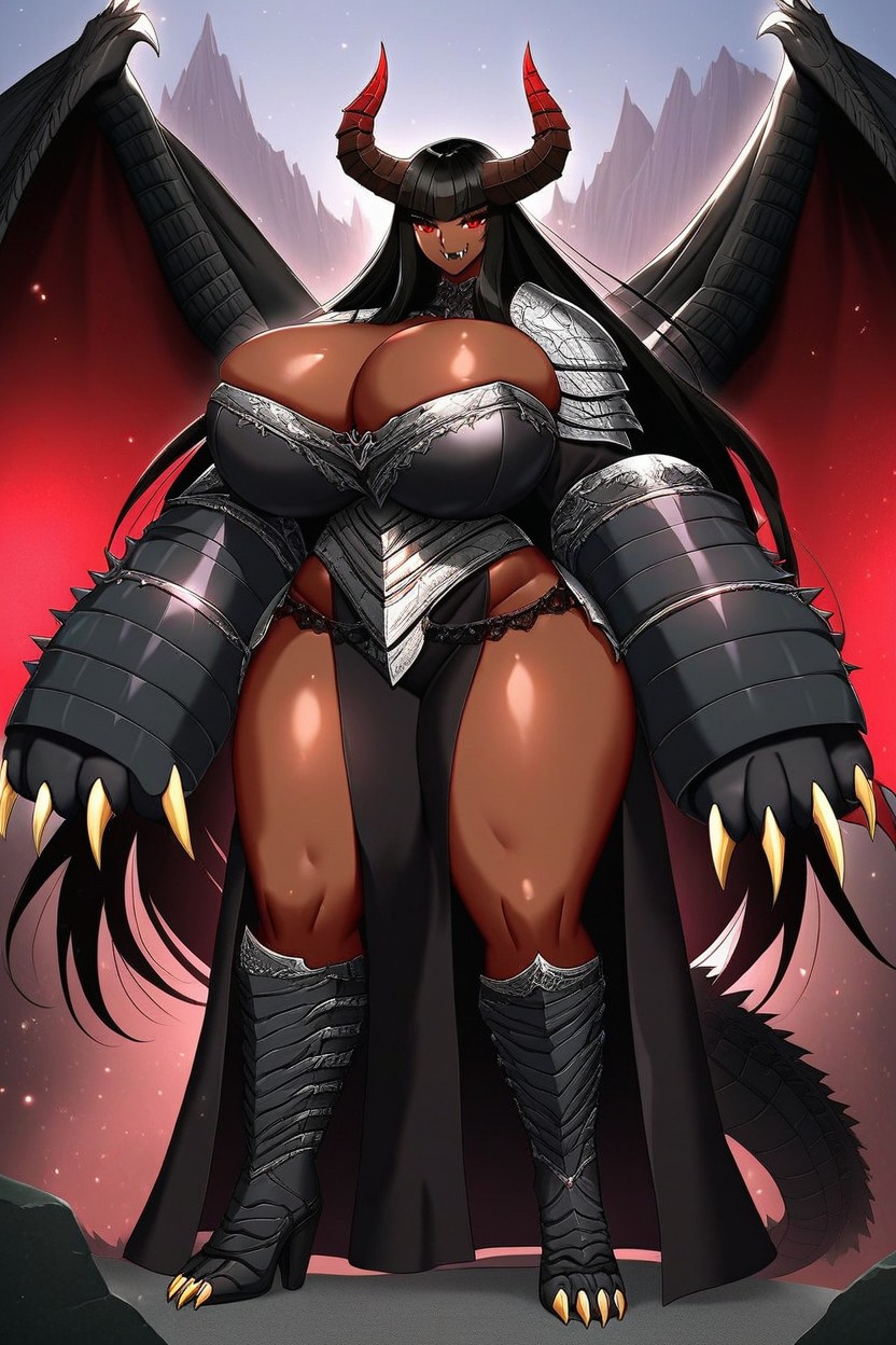 Viking, Long Dark Black Cloth With Dark Red Legging Underneath, Huge Breasts Furry AI Porn